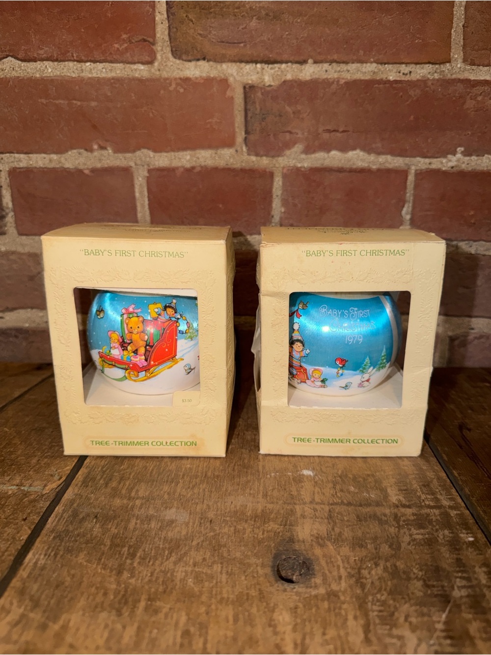 Hallmark Baby's First Christmas Blue Tree Trimmer Ornament Pair